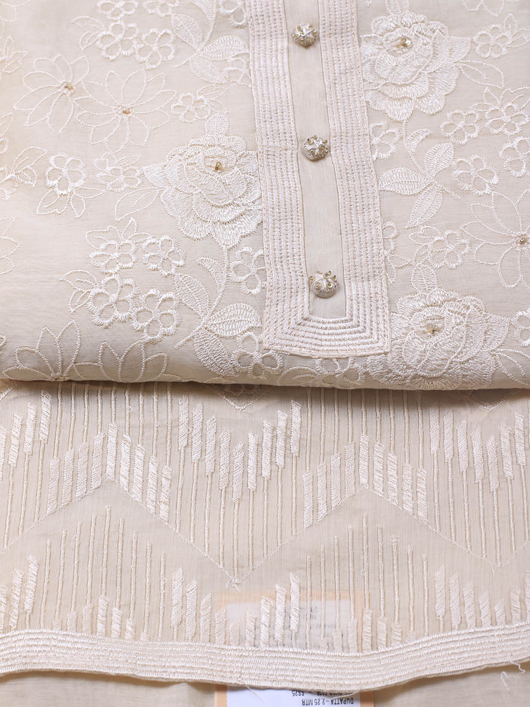 Embroidered Chanderi Unstitched Suit With Dupatta