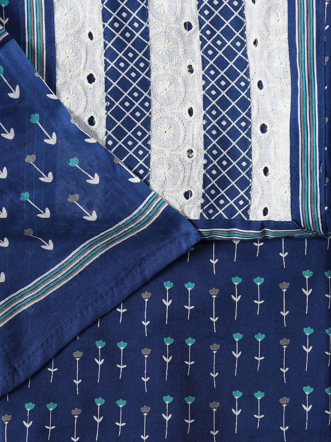 Printed Cotton Blend Unstitched Suit With Dupatta