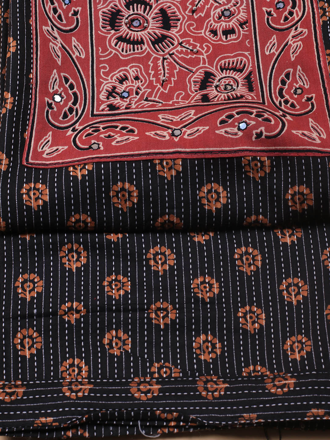 Printed Cotton Blend Unstitched Suit With Dupatta