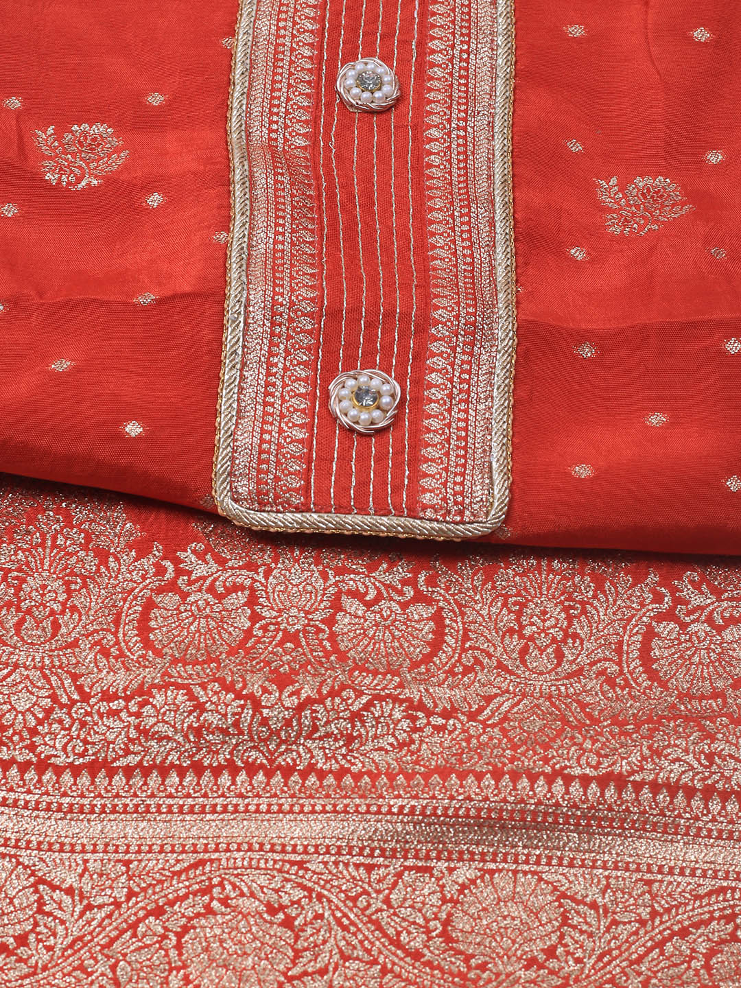 Embroidery Chanderi Unstitched Suit With Dupatta