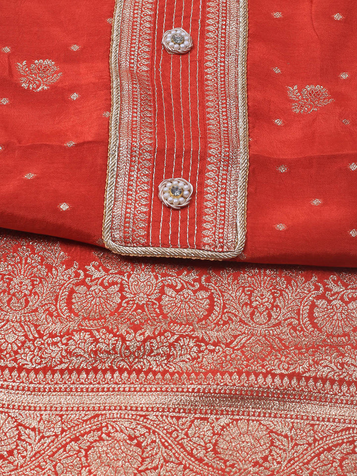 Embroidery Chanderi Unstitched Suit With Dupatta