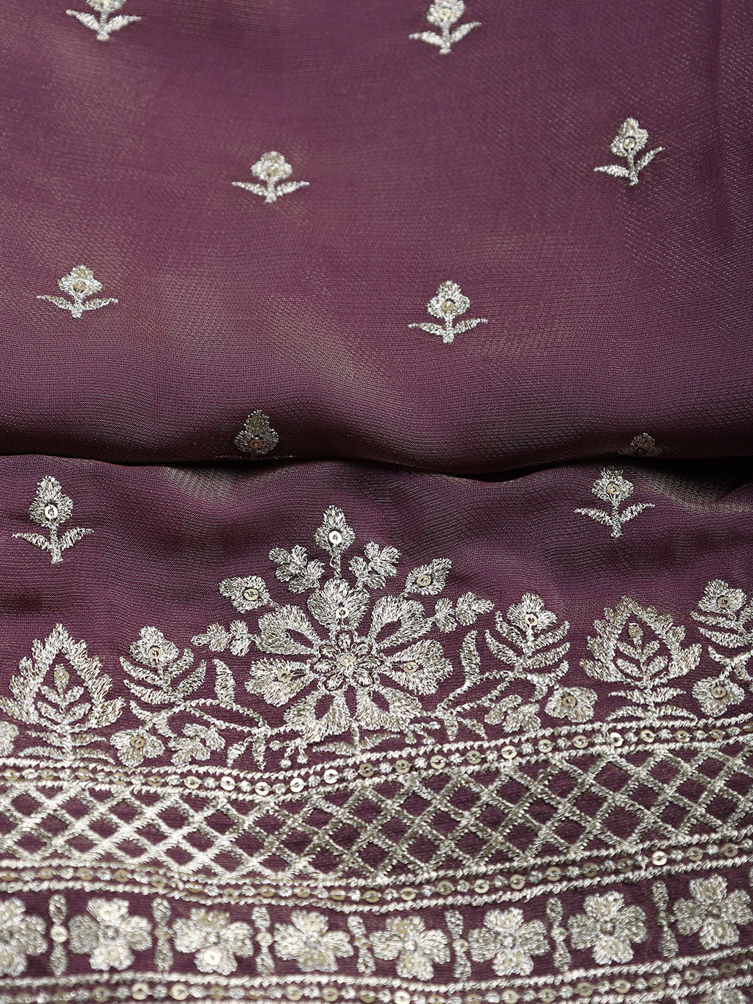 Neck Embroidered Tissue Unstitched Suit With Dupatta