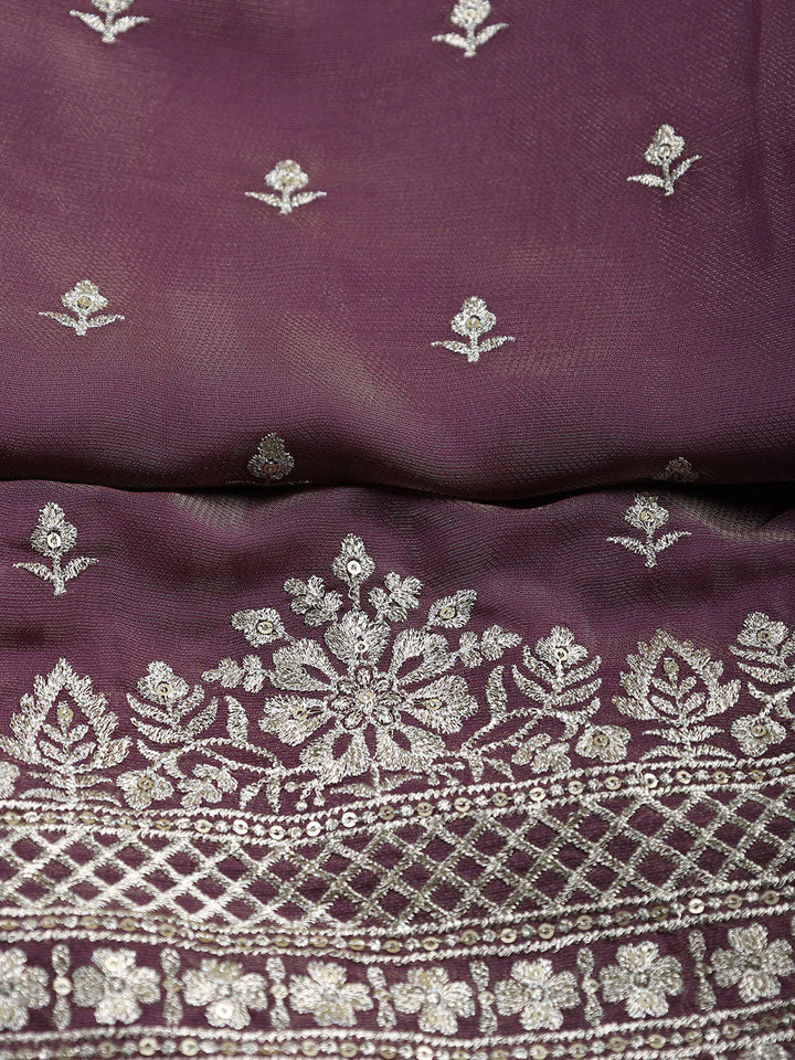 Neck Embroidered Tissue Unstitched Suit With Dupatta