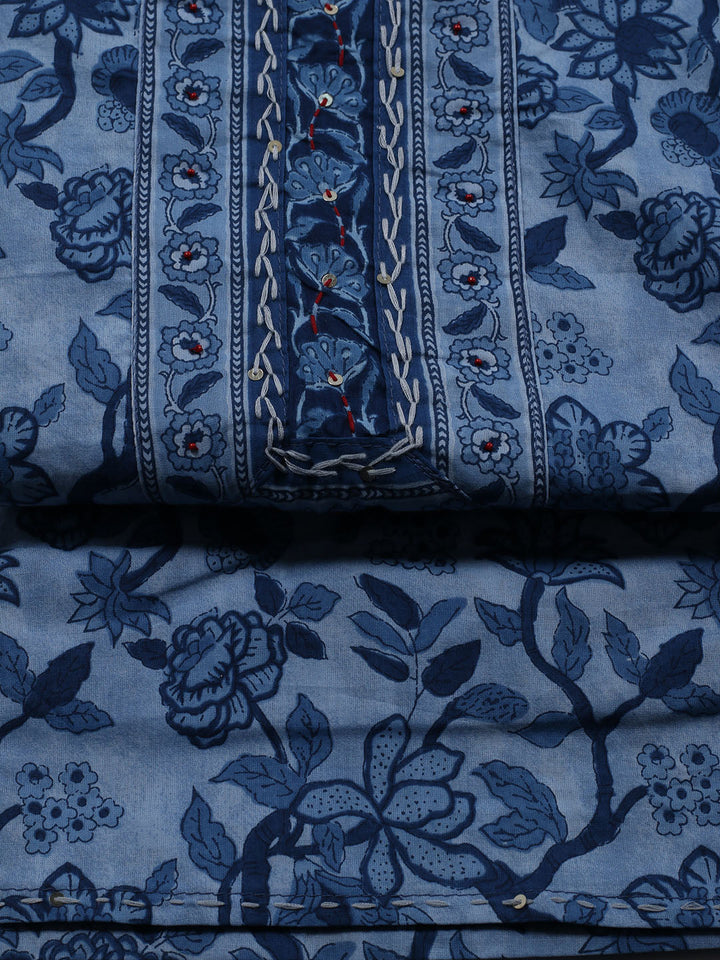 Printed Chanderi Unstitched Suit Piece With Dupatta
