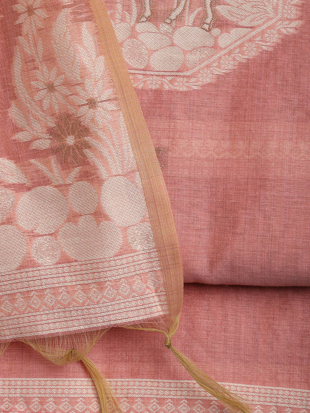 Woven Chanderi Unstitched Suit With Dupatta