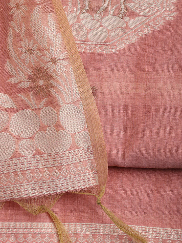 Woven Chanderi Unstitched Suit With Dupatta
