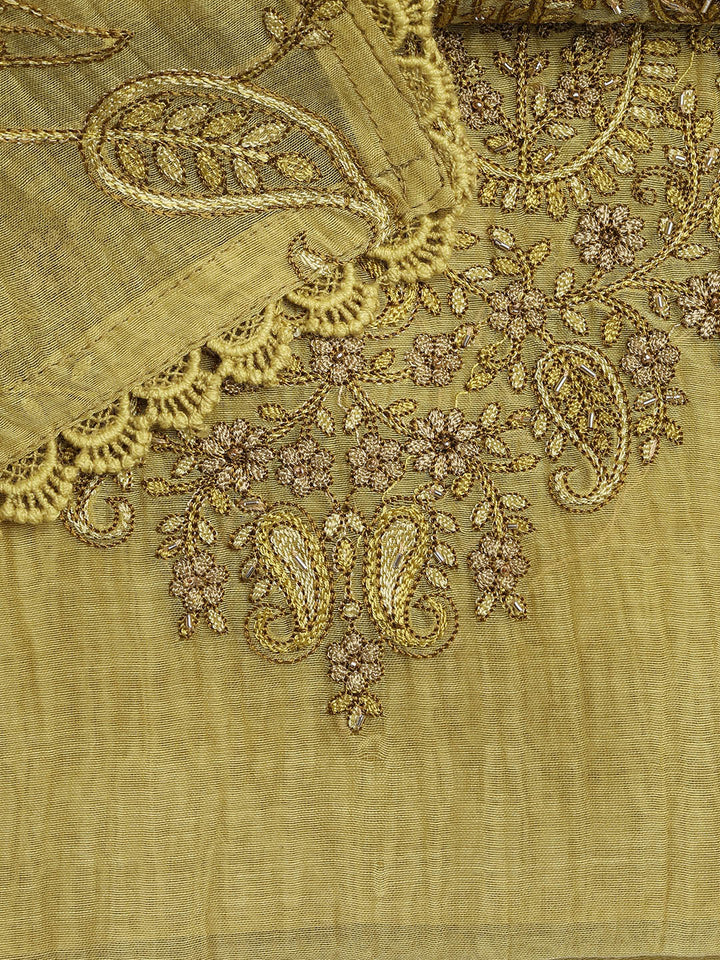 Embroidery Chanderi Unstitched Suit With Dupatta