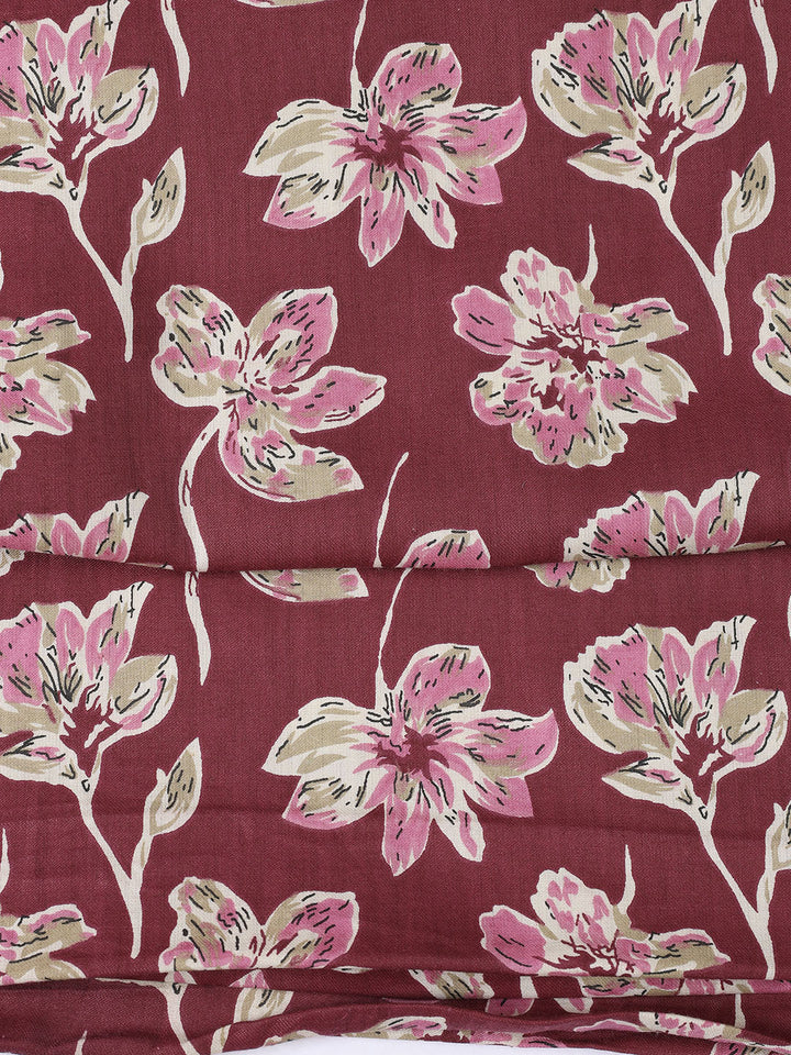 Printed Cotton Blend Unstitched Suit With Dupatta