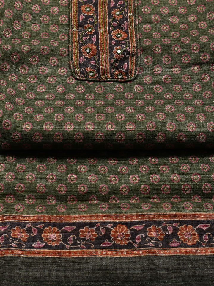 Neck Patti Chanderi Unstitched Suit With Dupatta