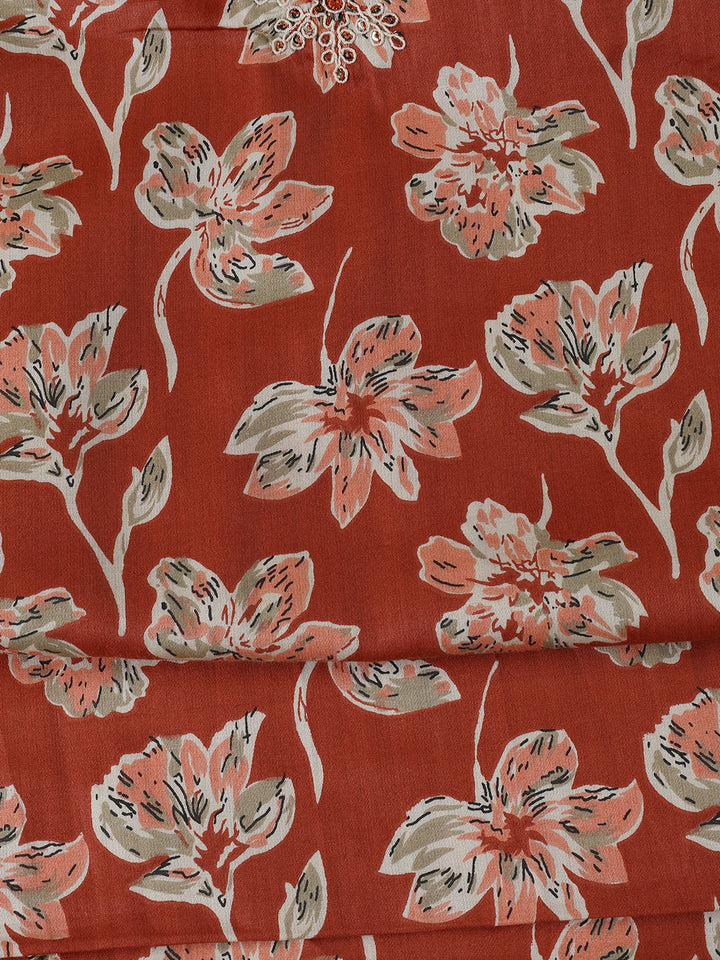 Printed Cotton Blend Unstitched Suit With Dupatta