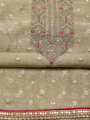 Embroidered Chanderi Unstitched Suit With Dupatta