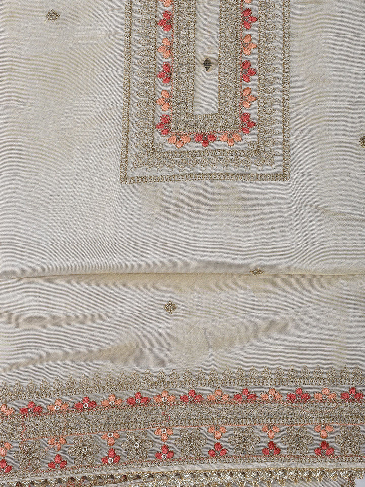 Neck Embroidery Tissue Unstitched Suit With Dupatta