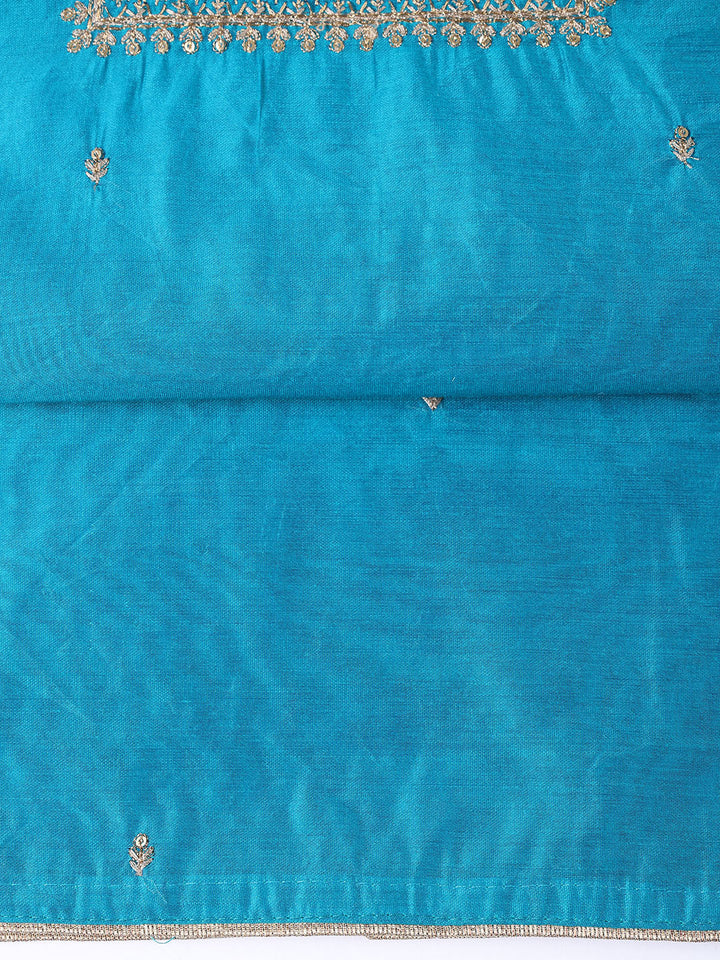 Neck Embroidered Chanderi Unstitched Suit Piece With Dupatta