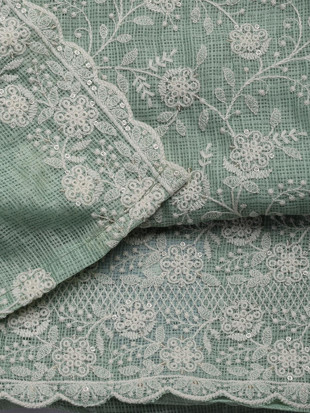 Embroidered Cotton Blend Unstitched Suit Piece With Dupatta