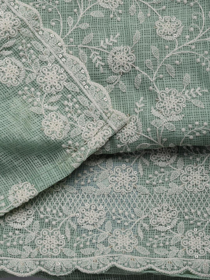 Embroidered Cotton Blend Unstitched Suit Piece With Dupatta