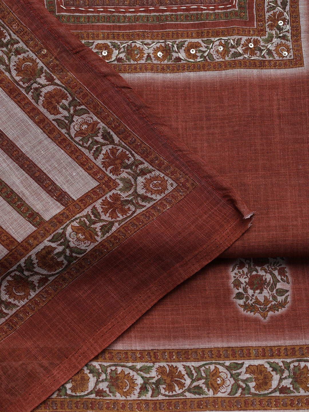 Printed Chanderi Unstitched Suit With Dupatta