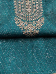 Neck Embroidered Tussar Unstitched Suit Piece With Dupatta