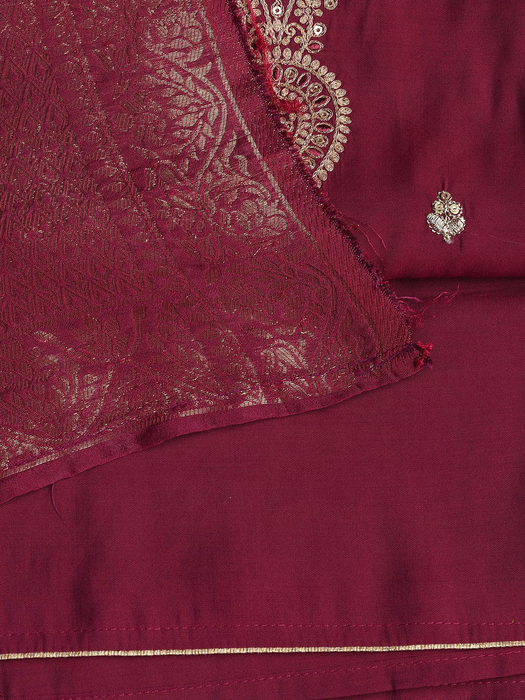 Embroidered Chanderi Unstitched Suit Piece With Dupatta