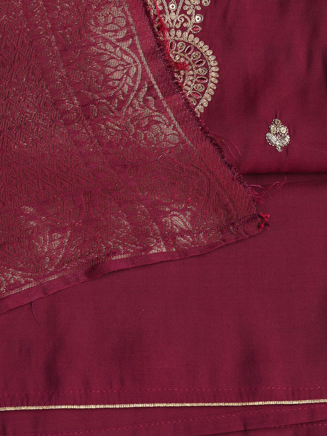 Embroidered Chanderi Unstitched Suit Piece With Dupatta