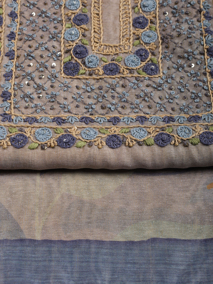 Kantha Work Chanderi Unstitched Suit With Dupatta