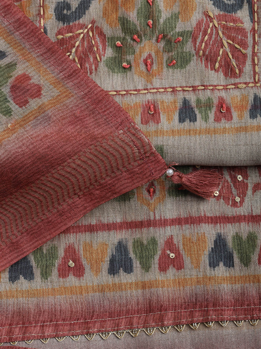 Woven Chanderi Unstitched Suit With Dupatta