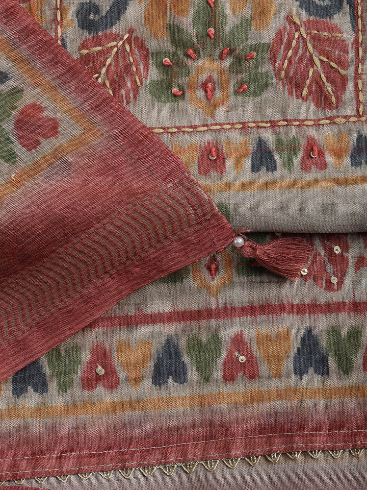 Woven Chanderi Unstitched Suit With Dupatta