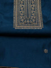 Neck Embroidery Chanderi Unstitched Suit Piece With Dupatta