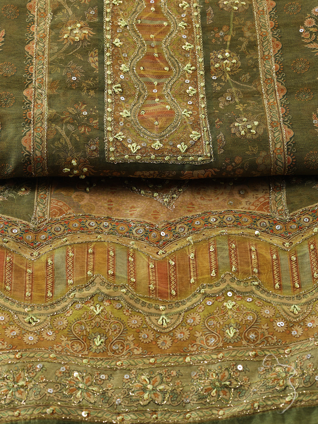 Embroidered Chanderi Unstitched Suit With Dupatta