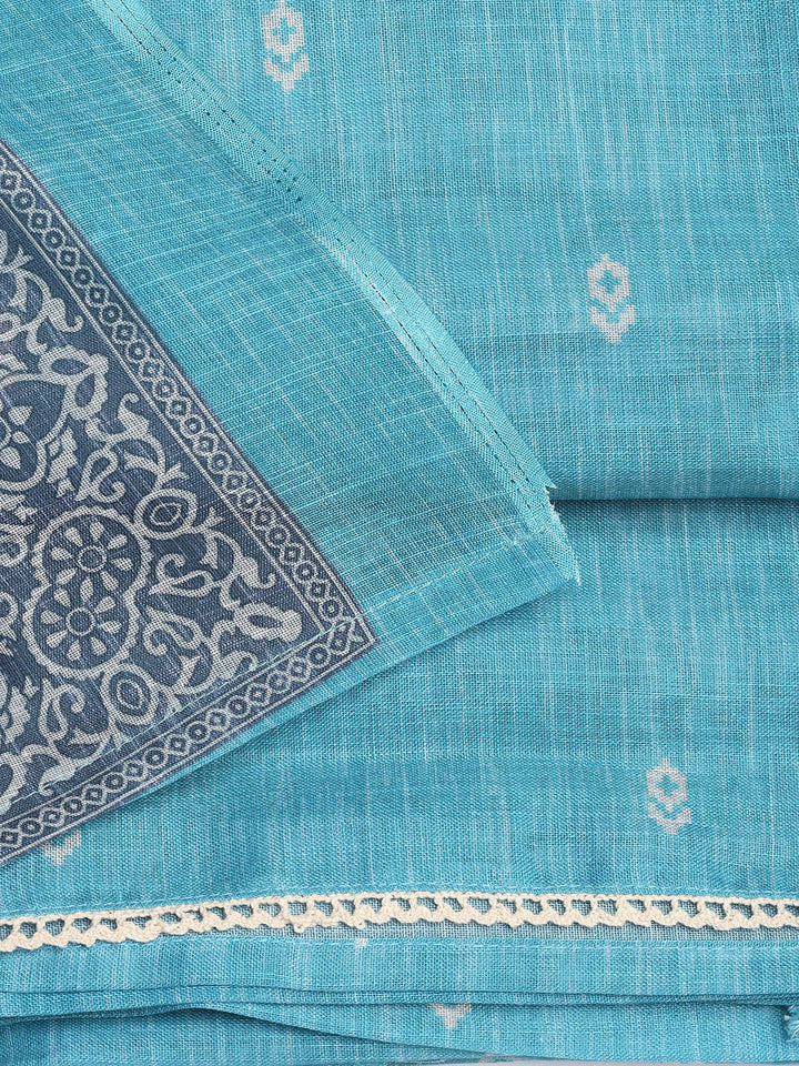 Neck Embroidered Chanderi Unstitched Suit Piece With Dupatta