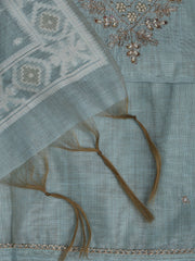 Neck Embroidery Chanderi Unstitched Suit With Dupatta