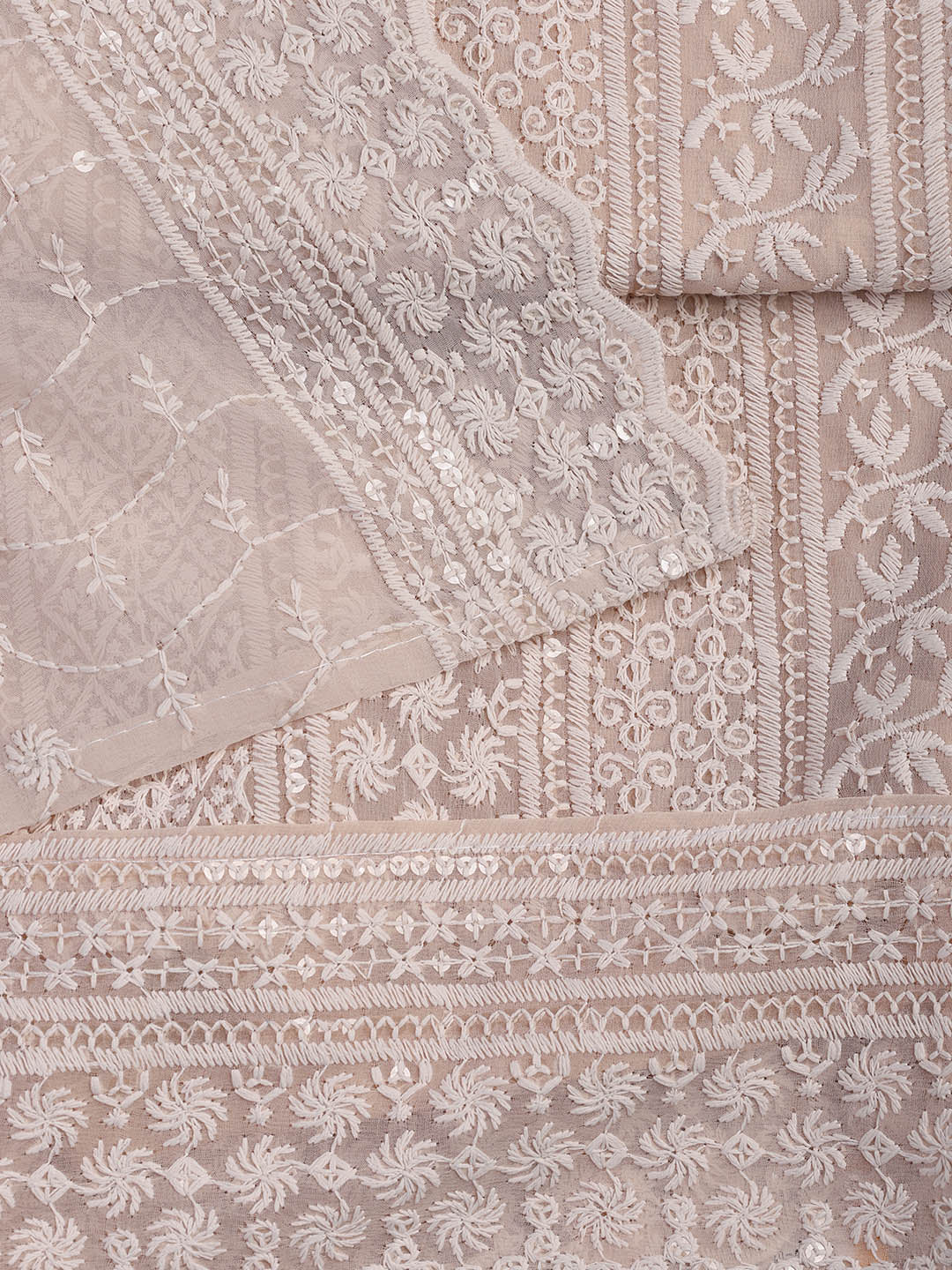 Chiken Work Georgette Unstitched Suit With Dupatta