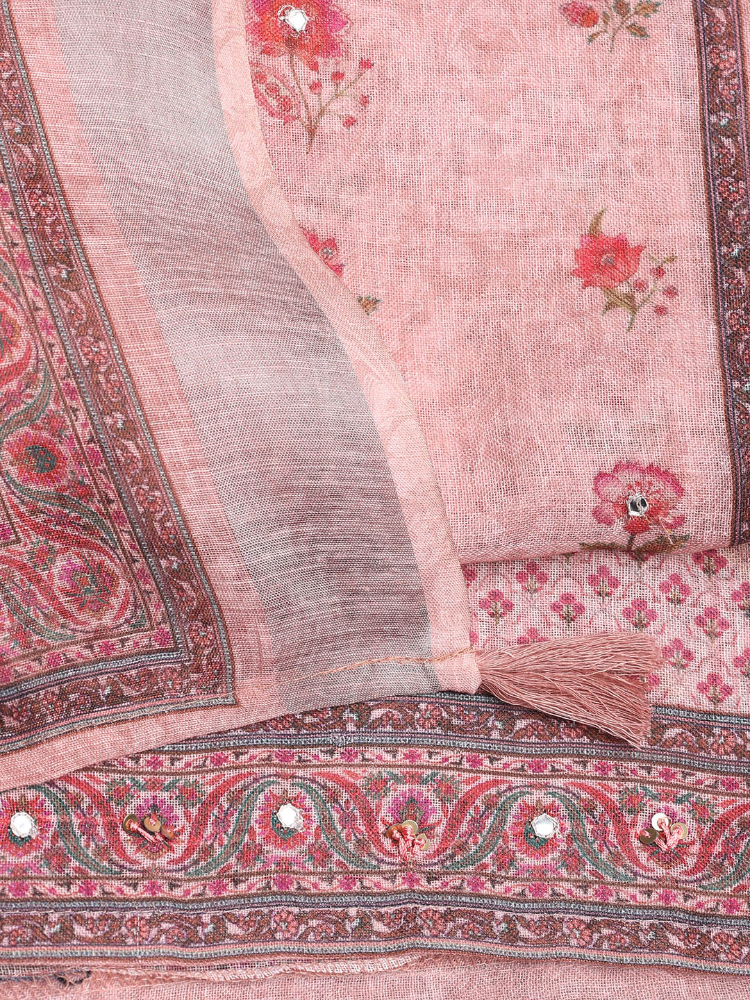 Printed Linen Unstitched Suit With Dupatta