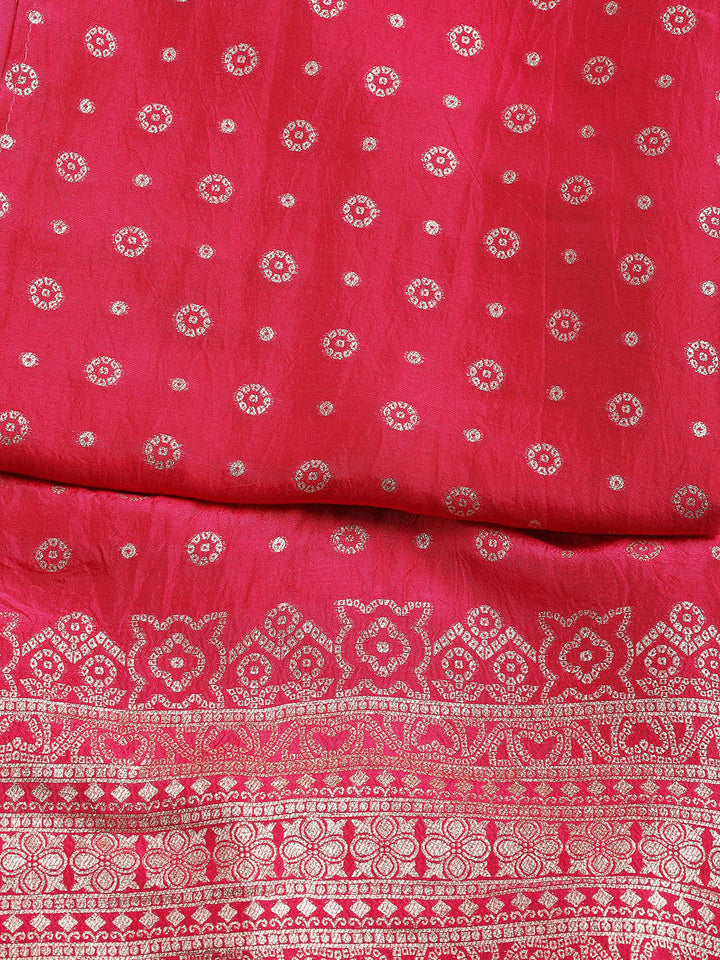Embroidered Art Silk Unstitched Suit Piece With Dupatta