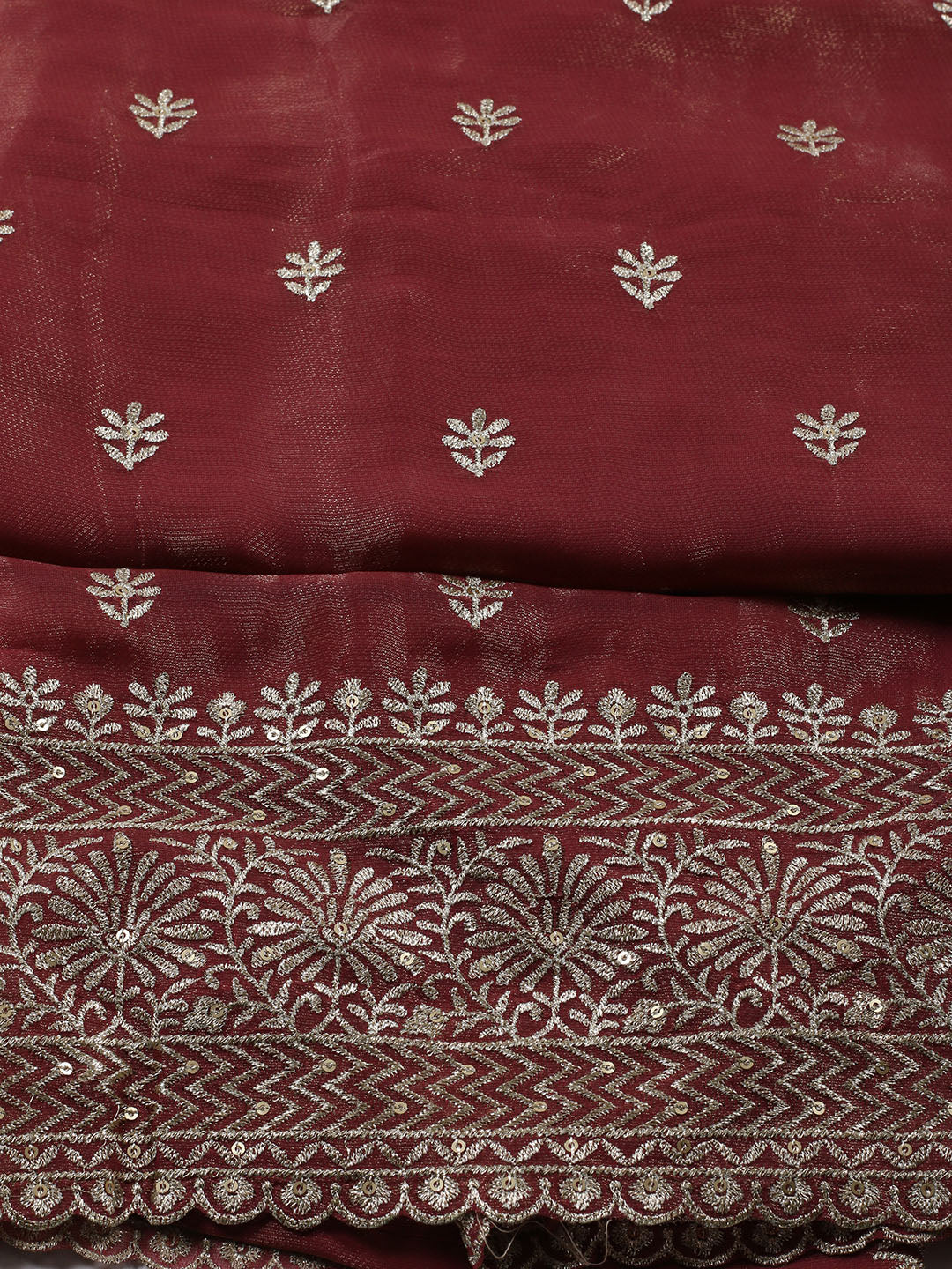 Neck Embroidered Tissue Unstitched Suit With Dupatta