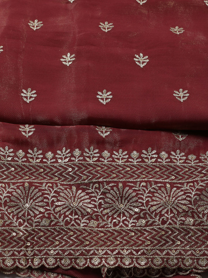 Neck Embroidered Tissue Unstitched Suit With Dupatta