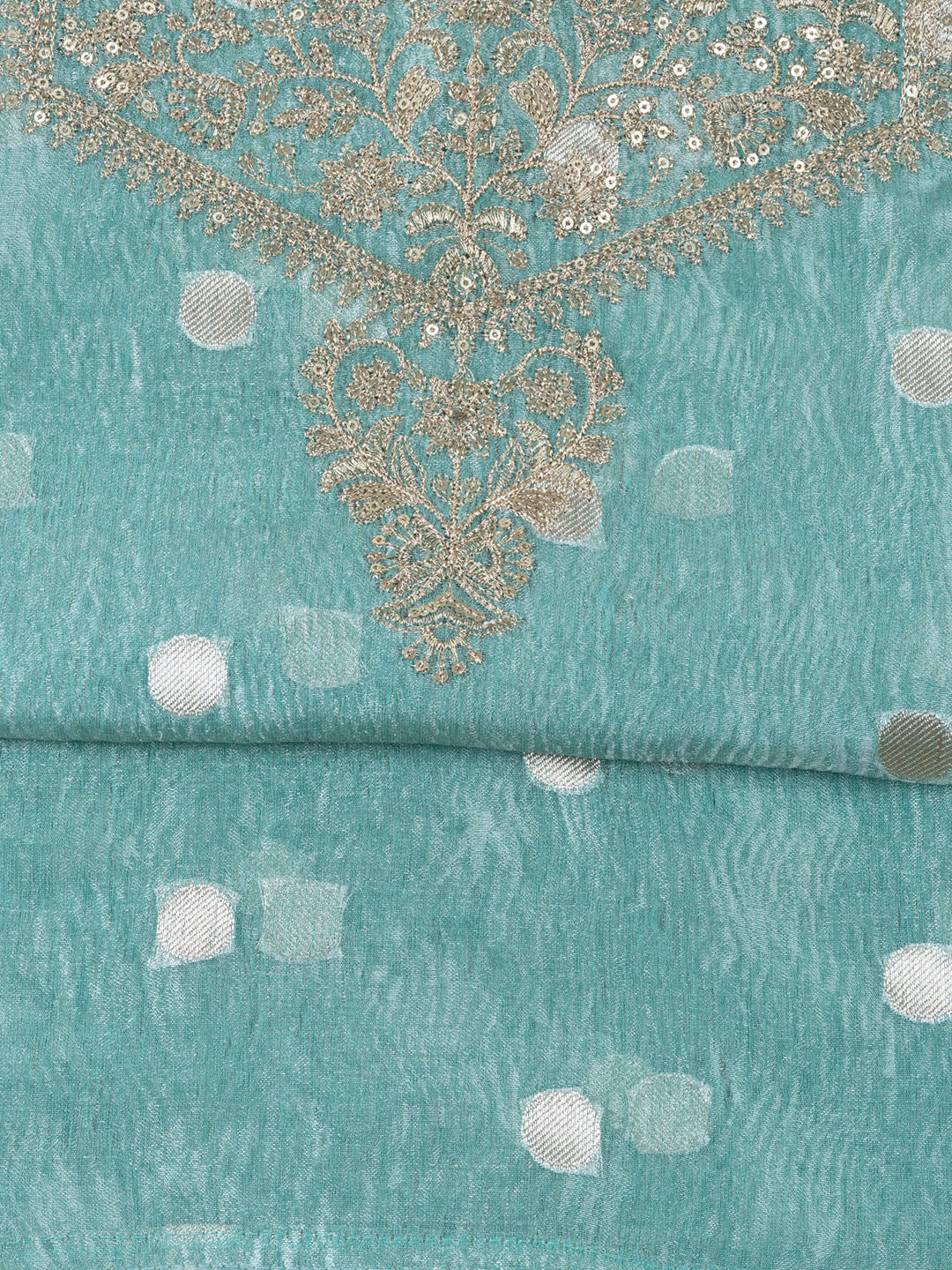 Neck Embroidered Tissue Unstitched Suit Piece With Dupatta