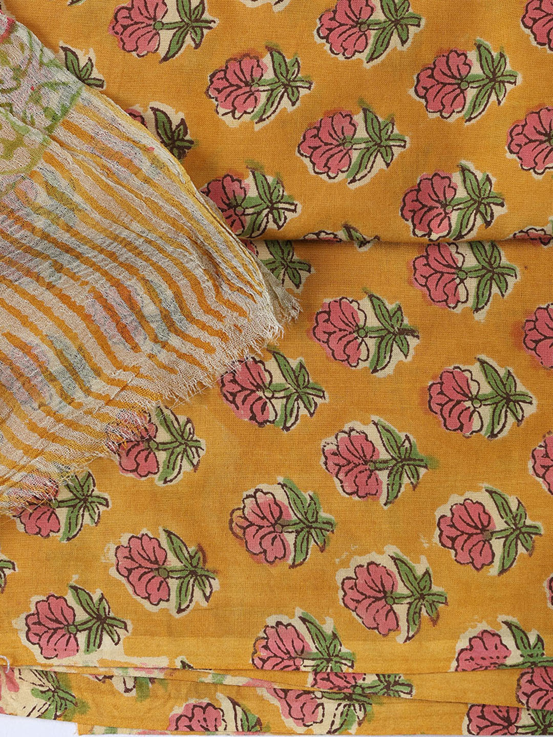 Printed Cotton Blend Unstitched Suit With Dupatta