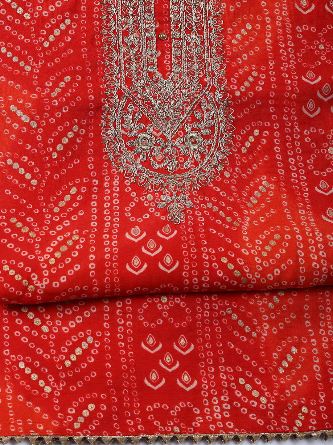 Neck Embroidered Cotton Blend Unstitched Suit With Dupatta