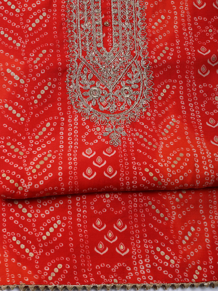Neck Embroidered Cotton Blend Unstitched Suit With Dupatta