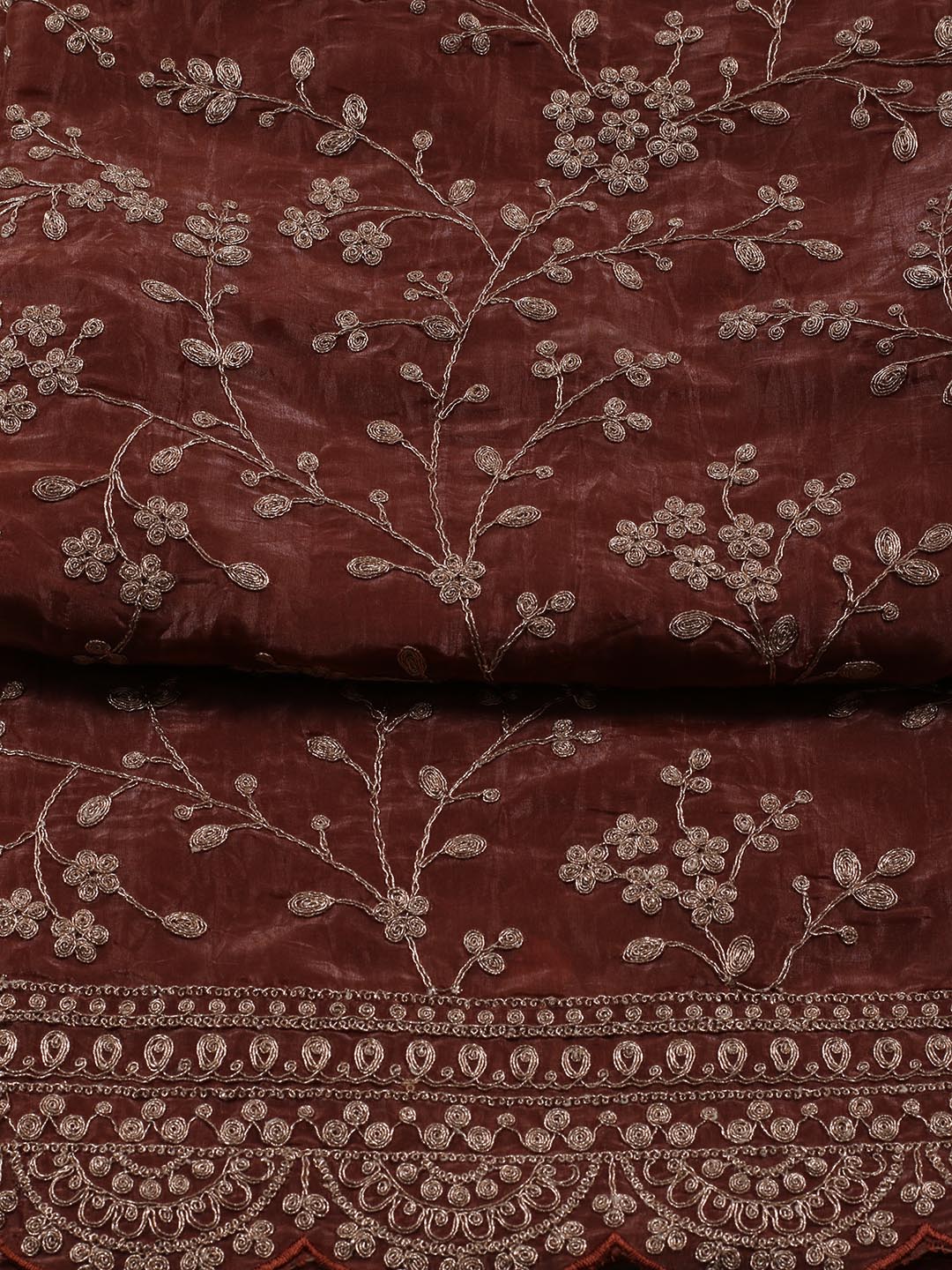 Embroidered OrganzaUnstitched Suit Piece With Dupatta