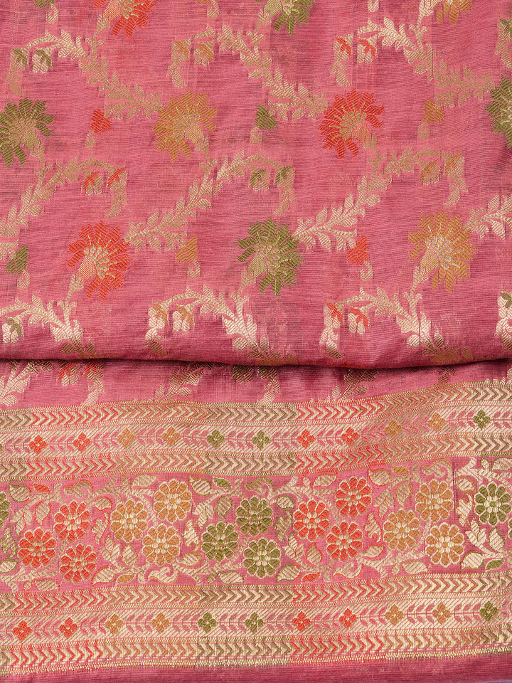 Woven Chanderi Unstitched Suit With Dupatta