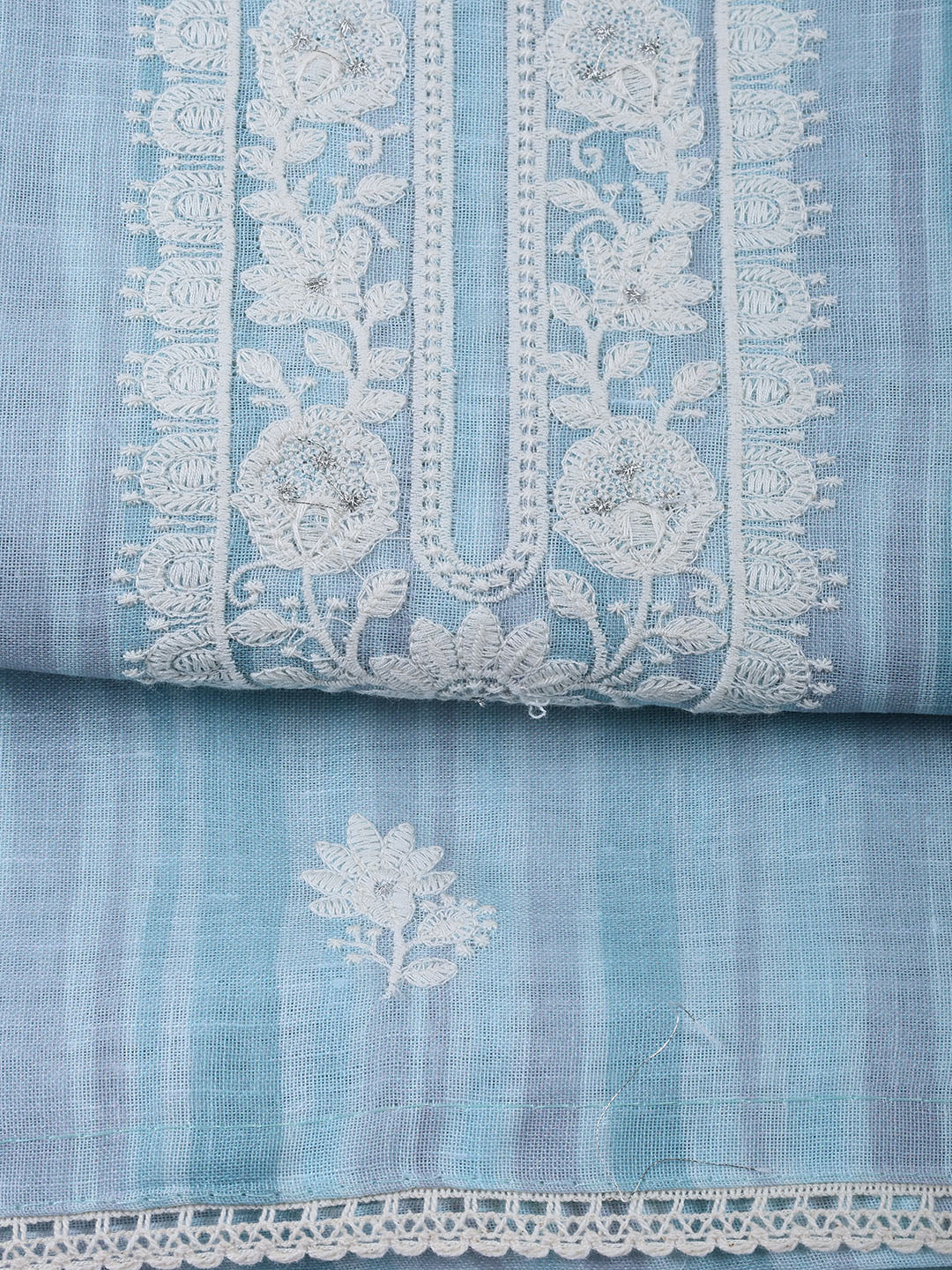 Neck Embroidery Linen Unstitched Suit With Dupatta