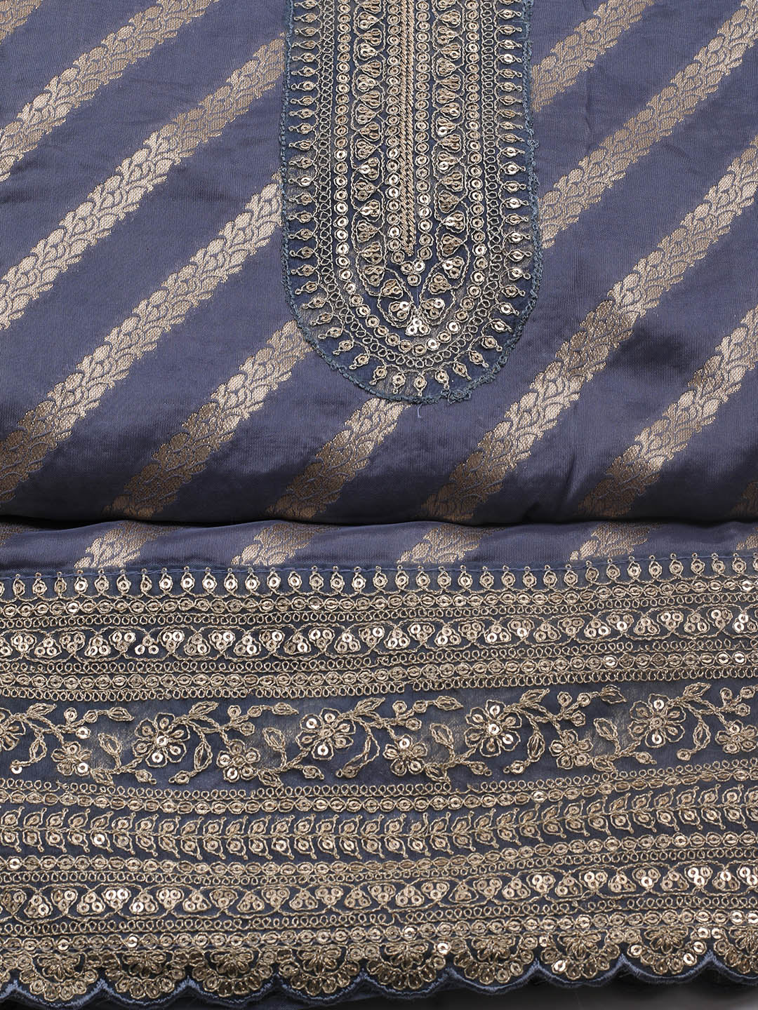 Zari Jaal Art Silk Unstitched Suit Piece With Dupatta