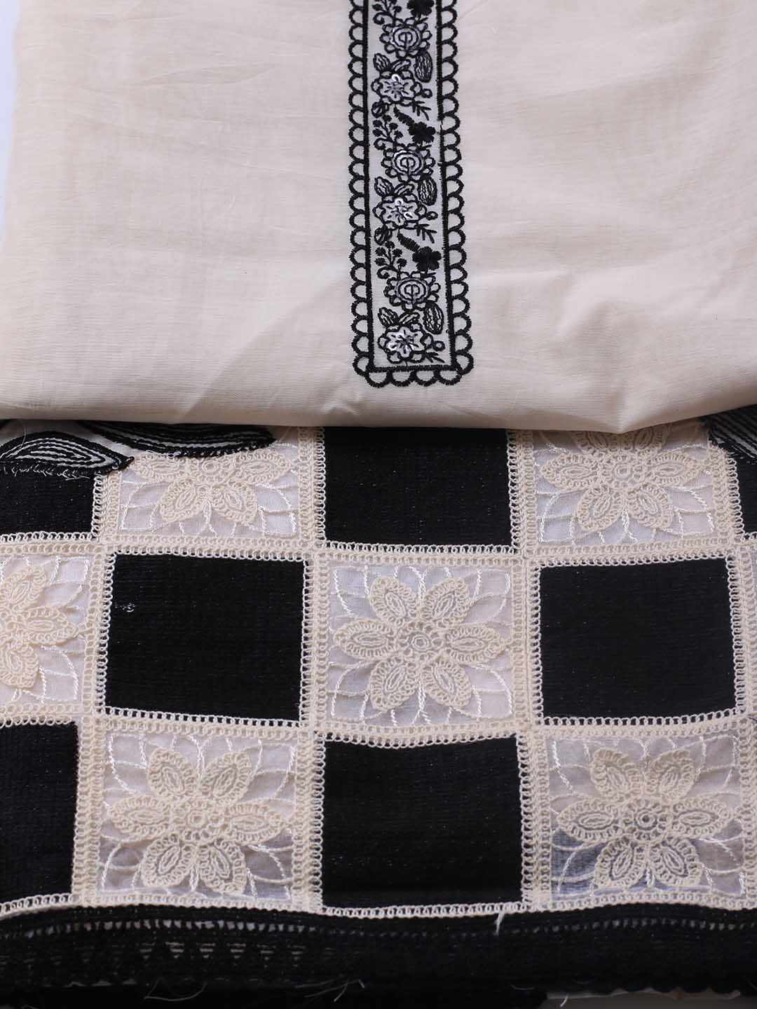 Embroidered Chanderi Unstitched Suit Piece With Dupatta