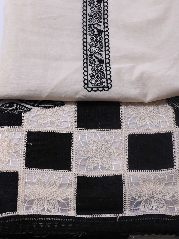 Embroidered Chanderi Unstitched Suit Piece With Dupatta