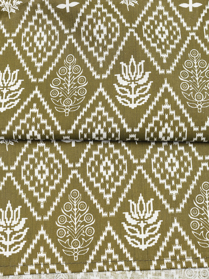 Neck Patti Cotton Blend Unstitched Suit With Dupatta
