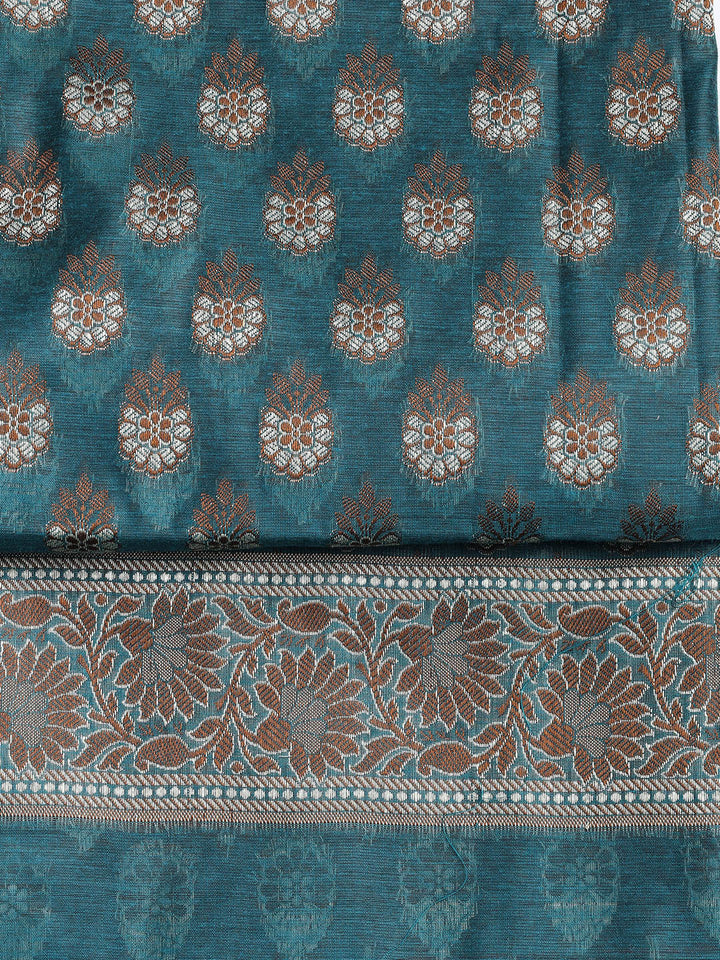 Woven Chanderi Unstitched Suit With Dupatta