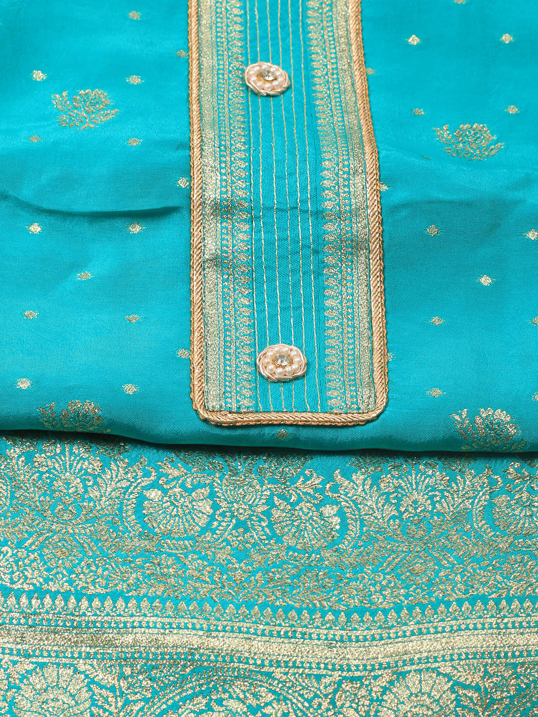 Embroidery Chanderi Unstitched Suit With Dupatta