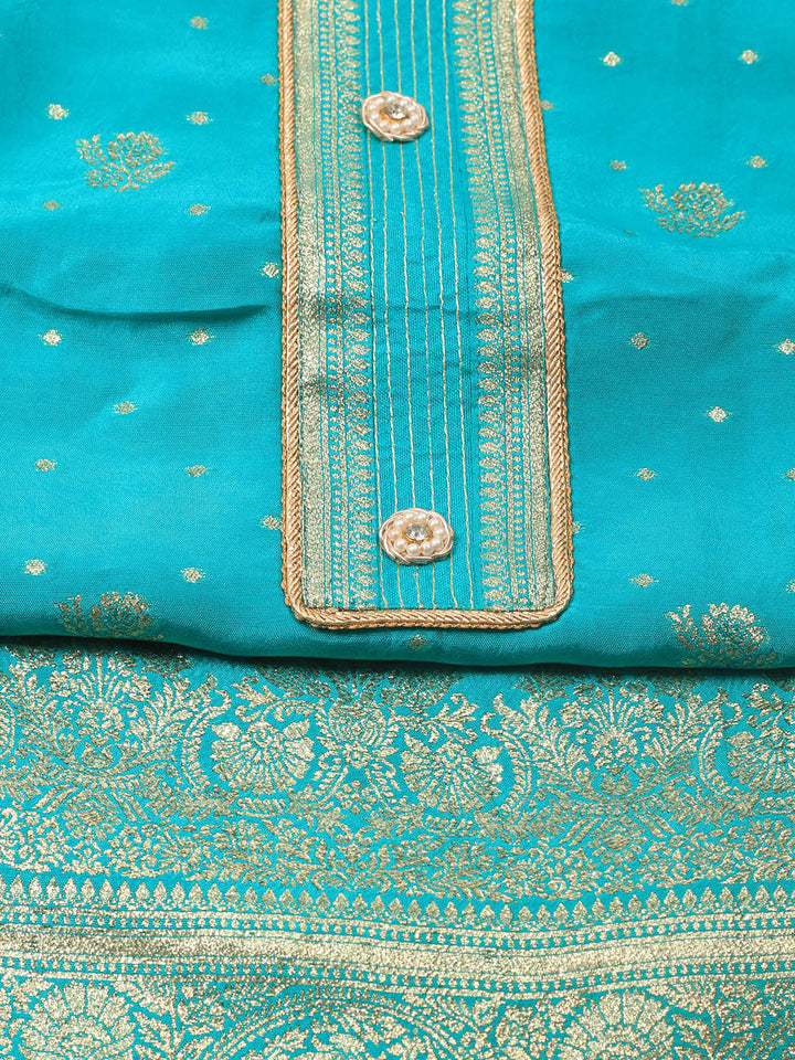 Embroidery Chanderi Unstitched Suit With Dupatta