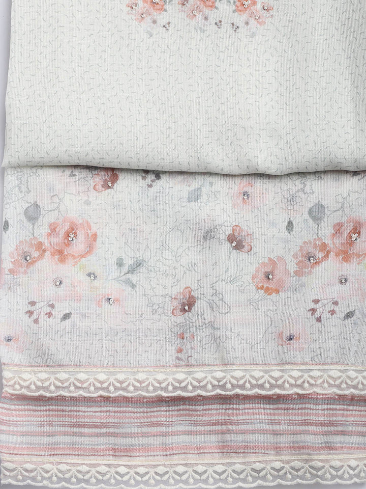 Printed Cotton Blend Unstitched Suit With Dupatta